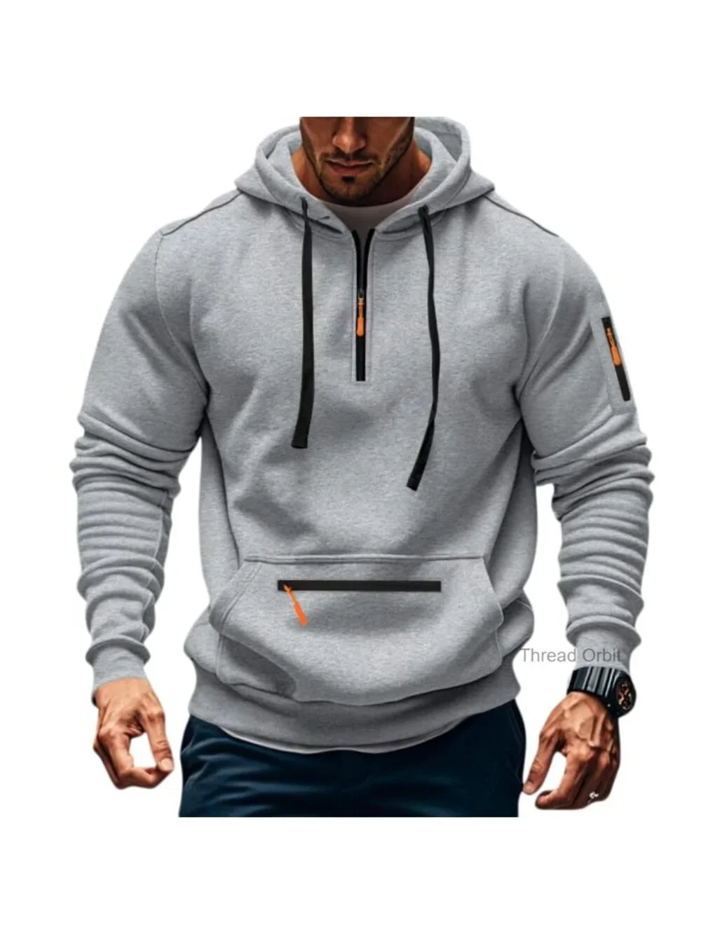 Men's Fleece Quarter Zip Pullover Hoodie Athletic Workout Sweatshirt with